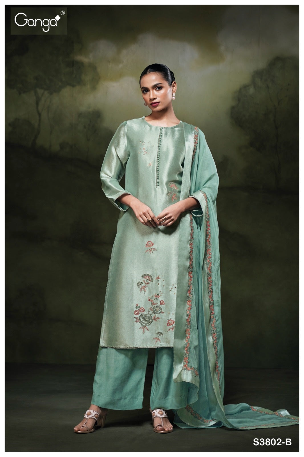 Treta 3802 Ganga Premium Bemberg Plazzo Style Suits Wholesale Price