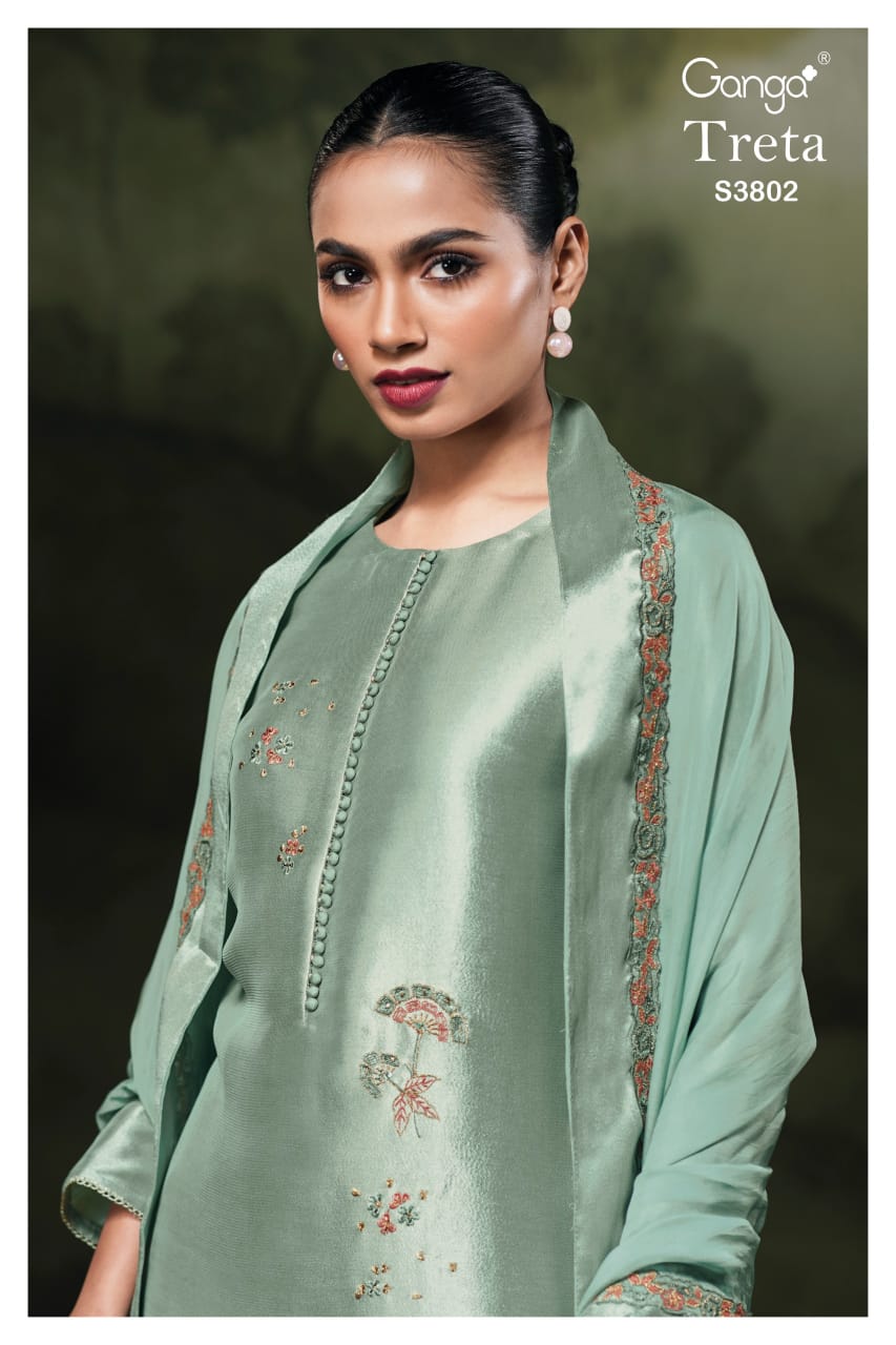 Treta 3802 Ganga Premium Bemberg Plazzo Style Suits Wholesale Price
