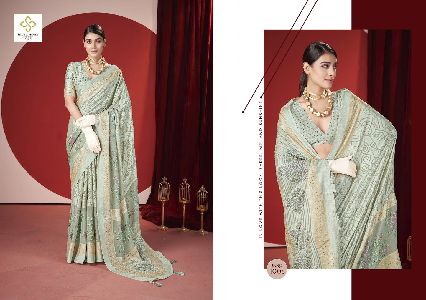 Trinay Shubh Shree Dull Moss Sarees Exporter India