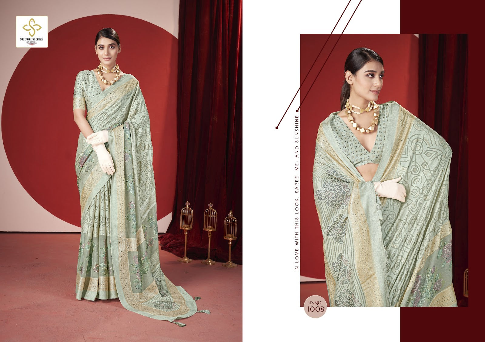 Trinay Shubh Shree Dull Moss Sarees Exporter India