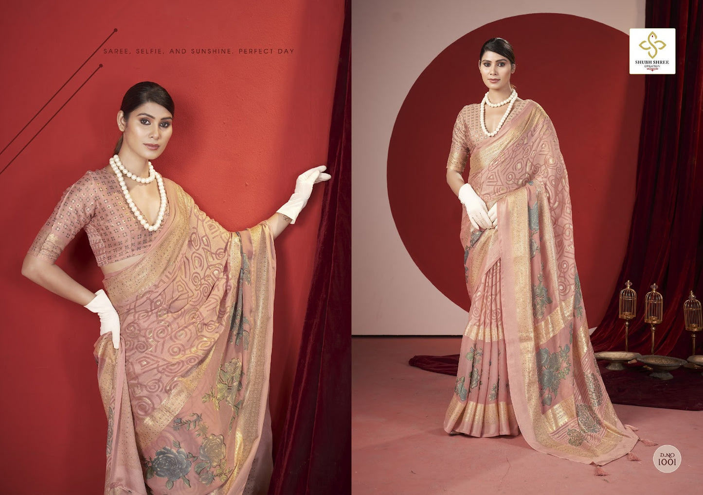 Trinay Shubh Shree Dull Moss Sarees Exporter India