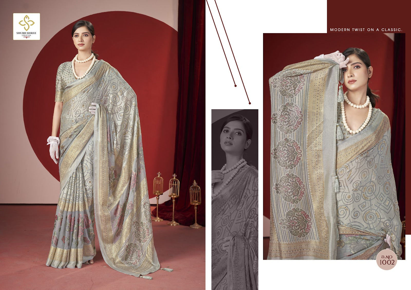 Trinay Shubh Shree Dull Moss Sarees Exporter India