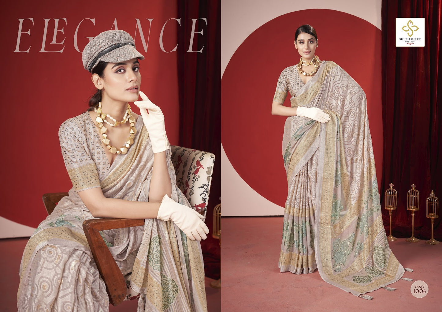 Trinay Shubh Shree Dull Moss Sarees Exporter India