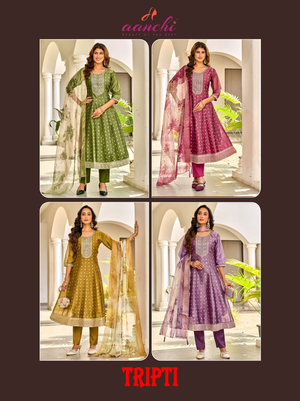 Tripti Aanchi Shimmer Readymade Anarkali Suits Exporter Gujarat