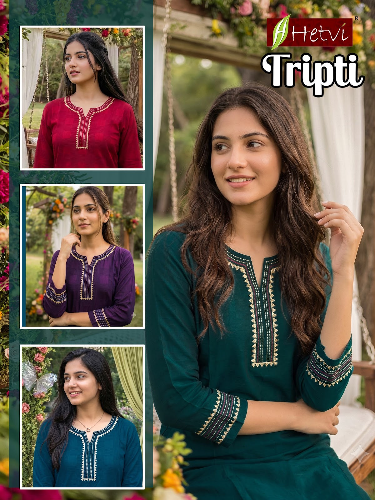 Tripti Hetvi Silk Knee Length Kurtis Manufacturer Gujarat
