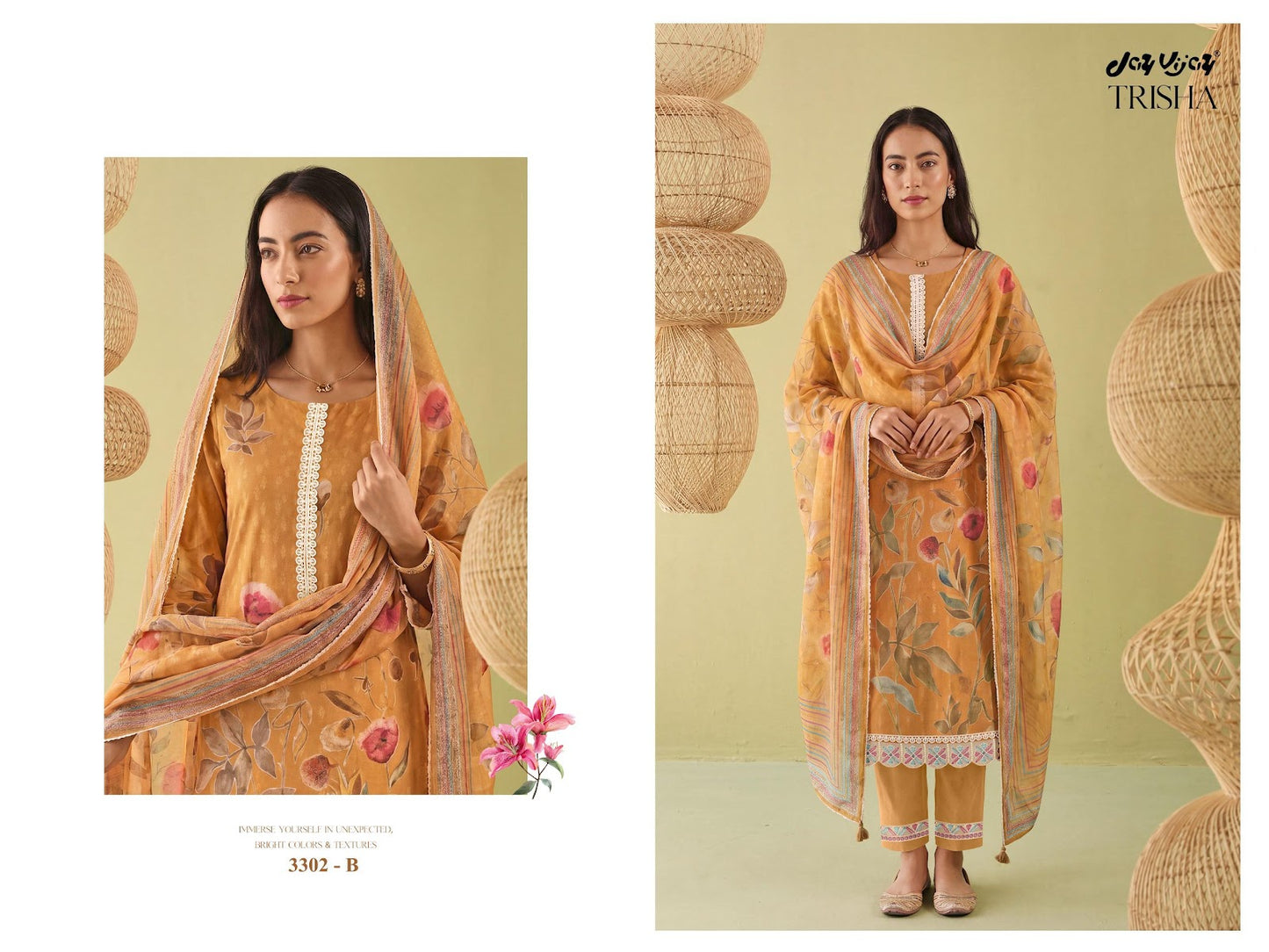 Trisha 3302 Jay Vijay Cotton Pant Style Suits Wholesale Rate