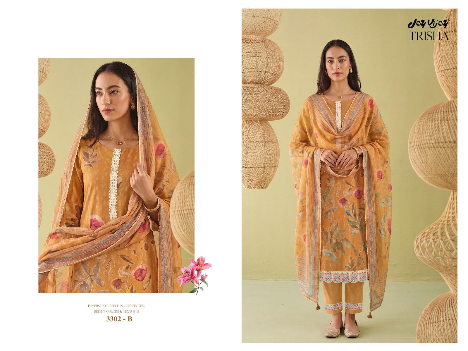 Trisha 3302 Jay Vijay Cotton Pant Style Suits Wholesale Rate