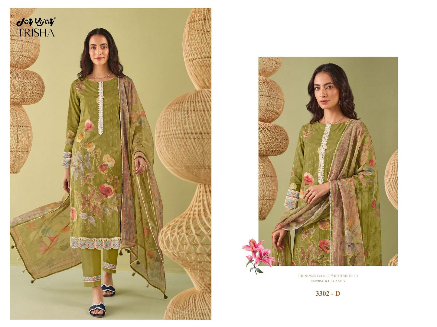 Trisha 3302 Jay Vijay Cotton Pant Style Suits Wholesale Rate