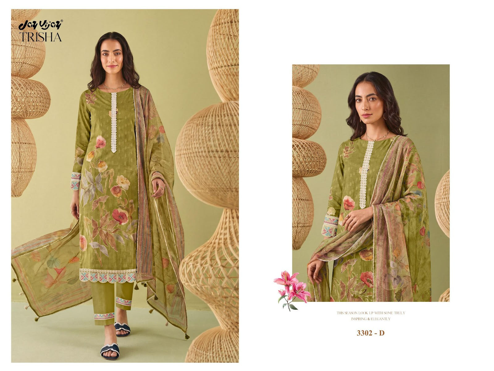 Trisha 3302 Jay Vijay Cotton Pant Style Suits Wholesale Rate