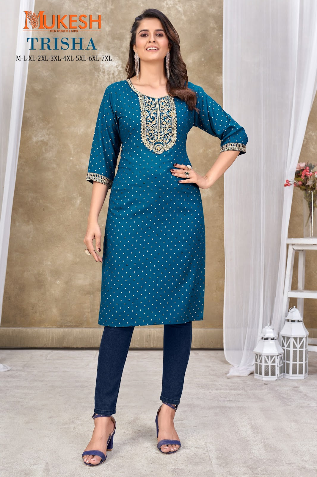 Trisha-Mukesh Banwery Rayon Slub Knee Length Kurtis Exporter Gujarat