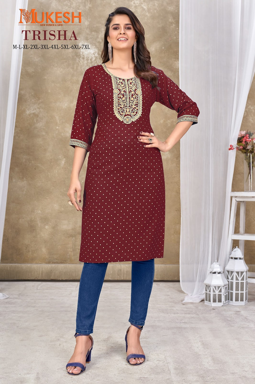 Trisha-Mukesh Banwery Rayon Slub Knee Length Kurtis Exporter Gujarat