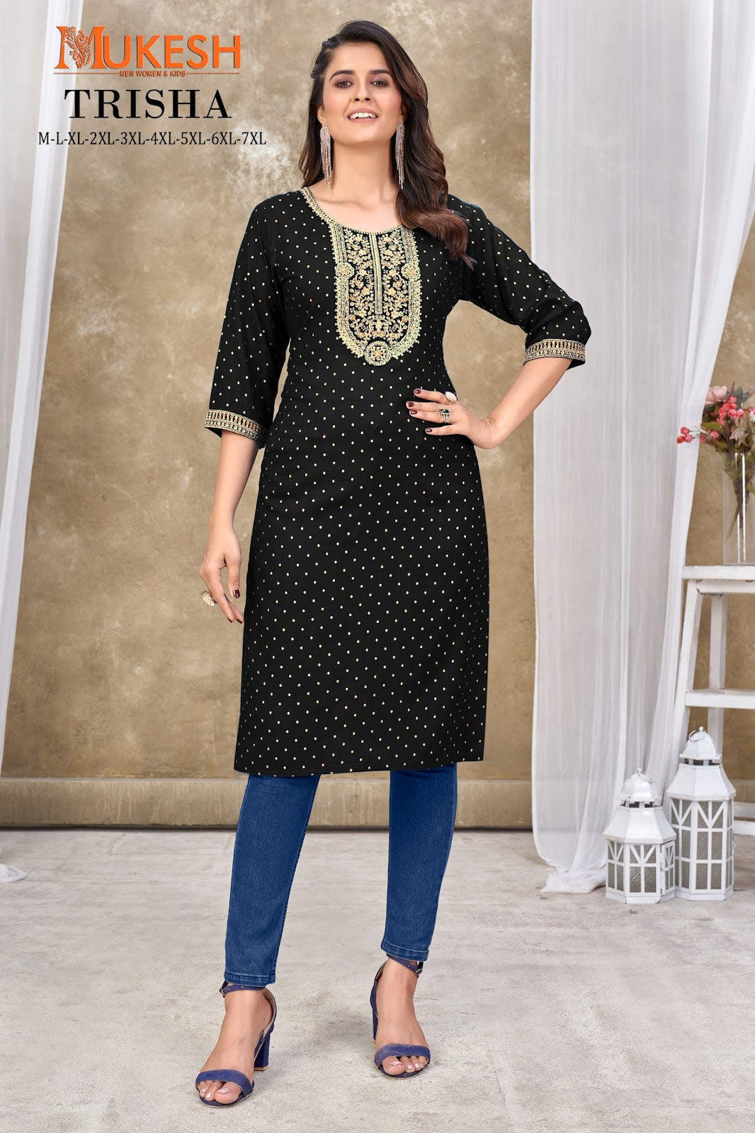 Trisha-Mukesh Banwery Rayon Slub Knee Length Kurtis Exporter Gujarat