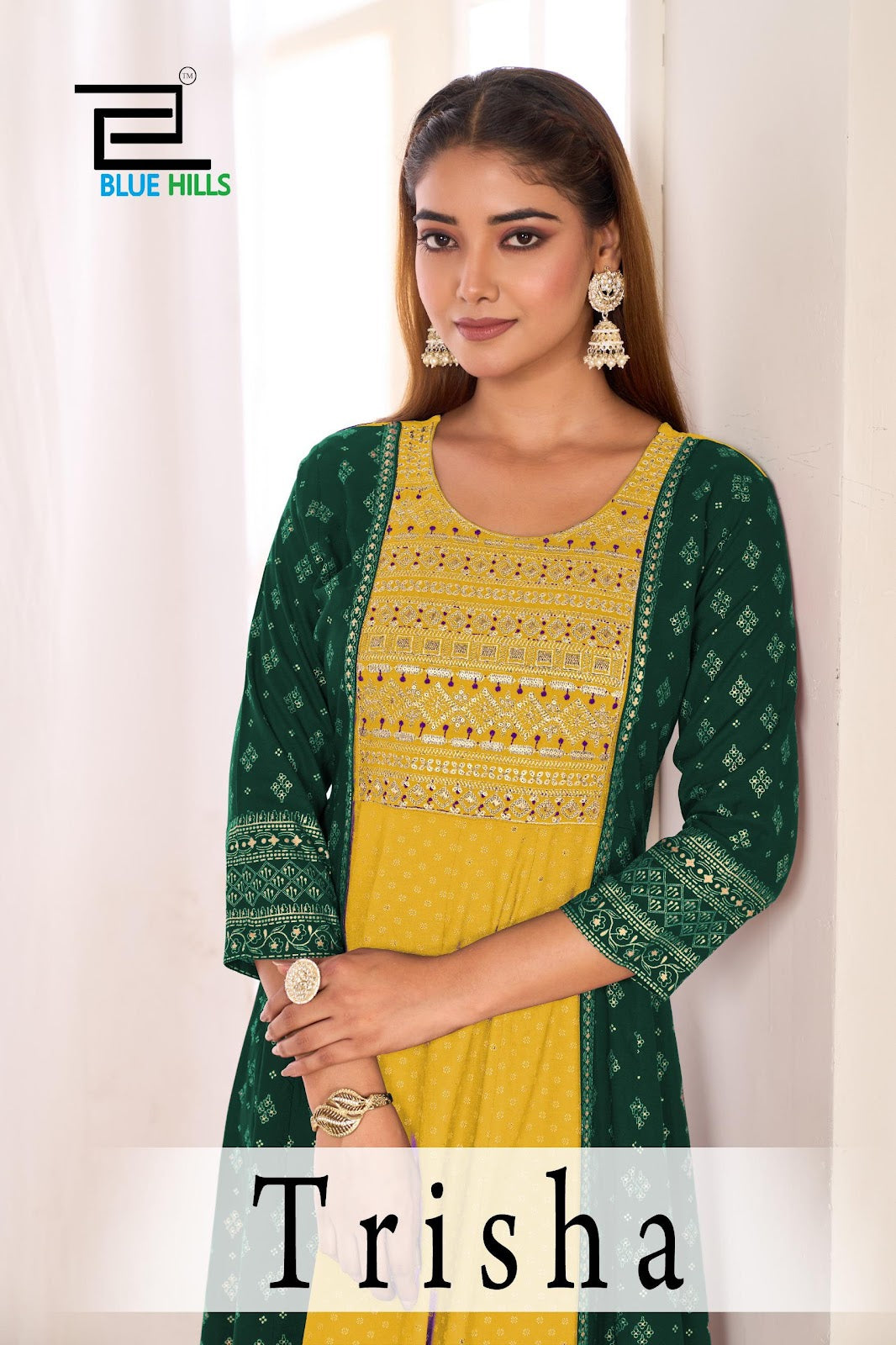 Trisha Blue Hills Rayon 14Kg Anarkali Kurtis Exporter India