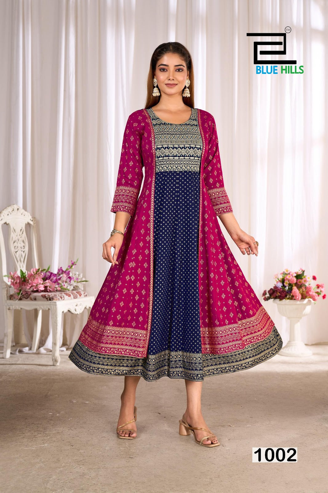 Trisha Blue Hills Rayon 14Kg Anarkali Kurtis Exporter India