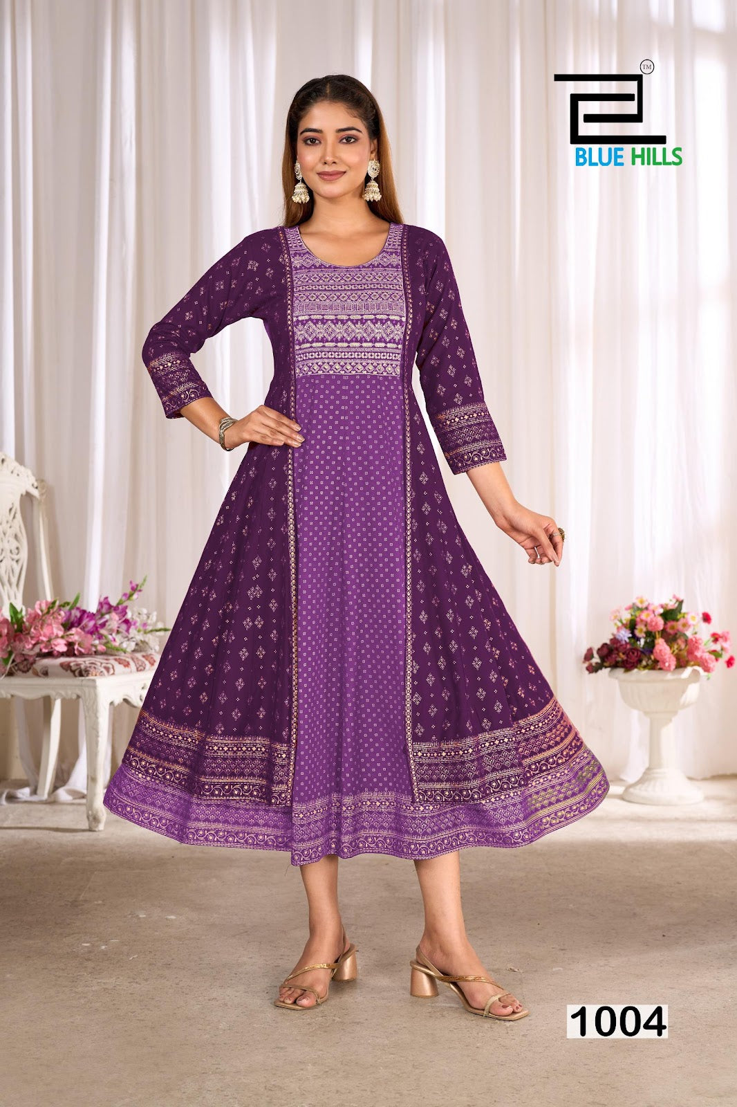 Trisha Blue Hills Rayon 14Kg Anarkali Kurtis Exporter India