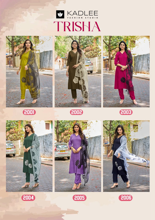 Trisha Kadlee Rayon Readymade Pant Style Suits Supplier India