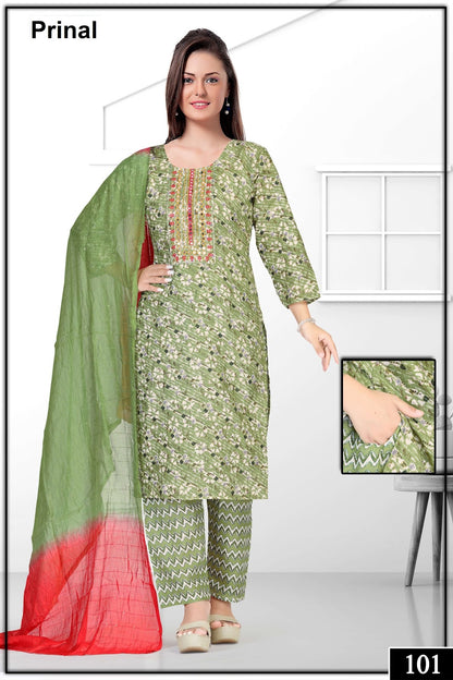 Trisha Prinal Mix Cotton Readymade Pant Style Suits Manufacturer Ahmedabad