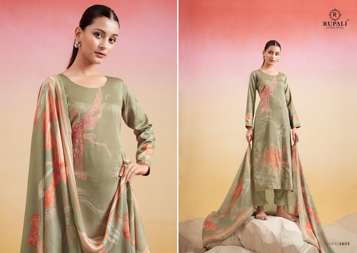 Trisha Rupali Jaam Satin Pant Style Suits Supplier Ahmedabad