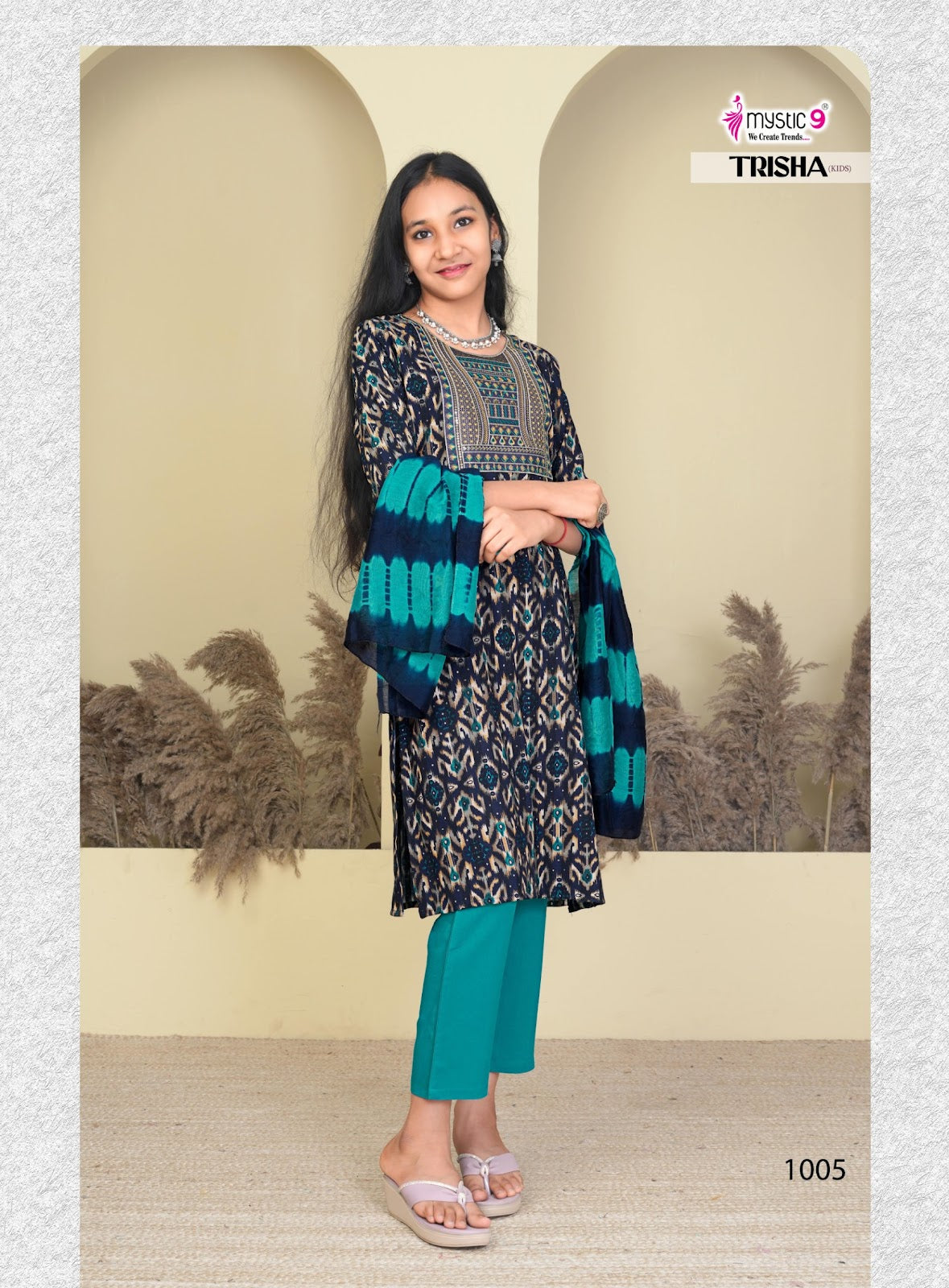 Trisha Vol 1 Mystic 9 Rayon Girls Readymade Pant Suits Exporter Gujarat