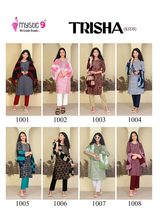 Trisha Vol 1 Mystic 9 Rayon Girls Readymade Pant Suits Exporter Gujarat