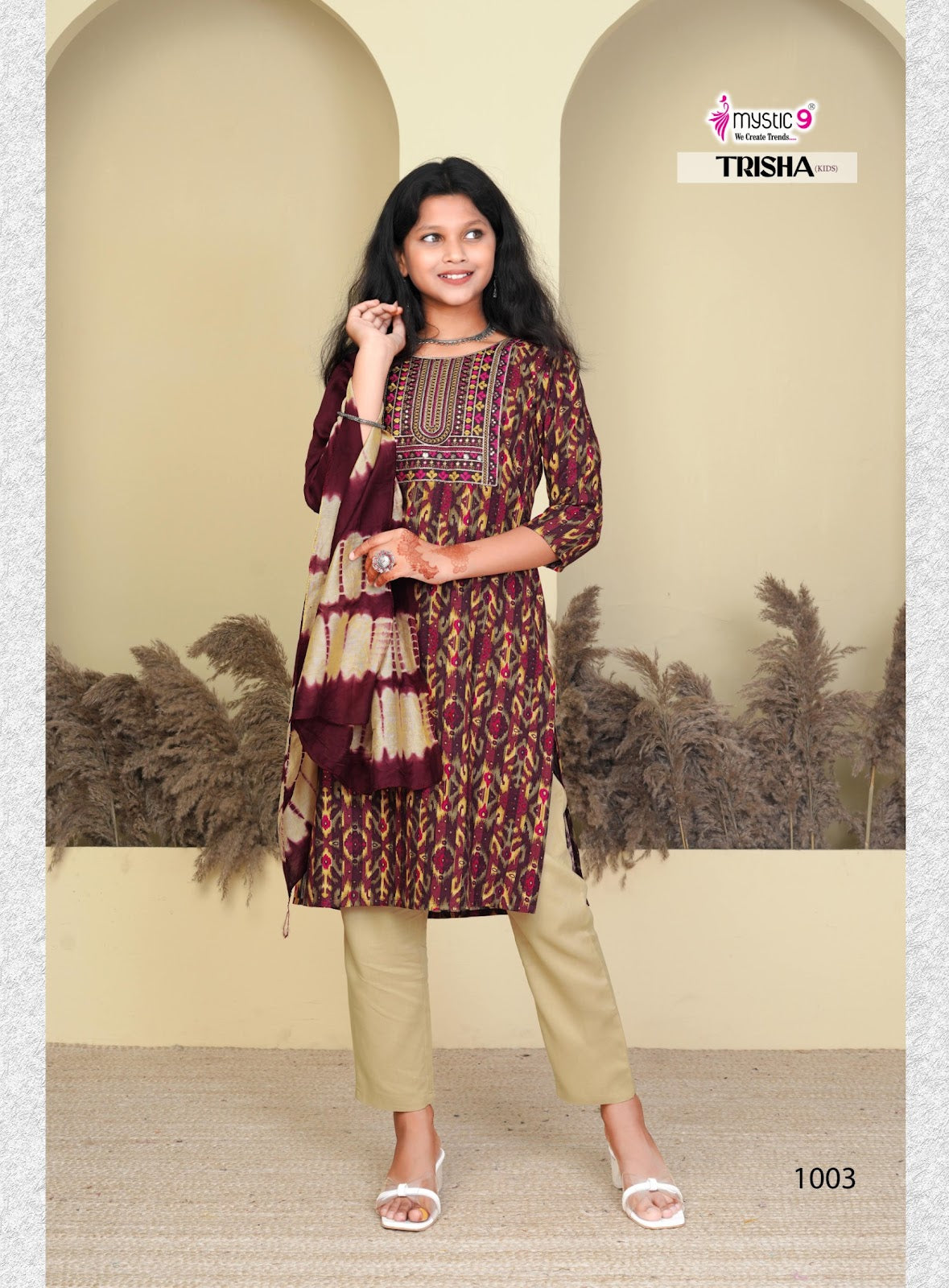 Trisha Vol 1 Mystic 9 Rayon Girls Readymade Pant Suits Exporter Gujarat