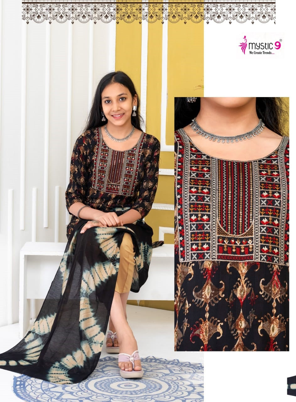 Trisha Vol 2 Mystic 9 Rayon Girls Readymade Pant Suits Supplier Ahmedabad