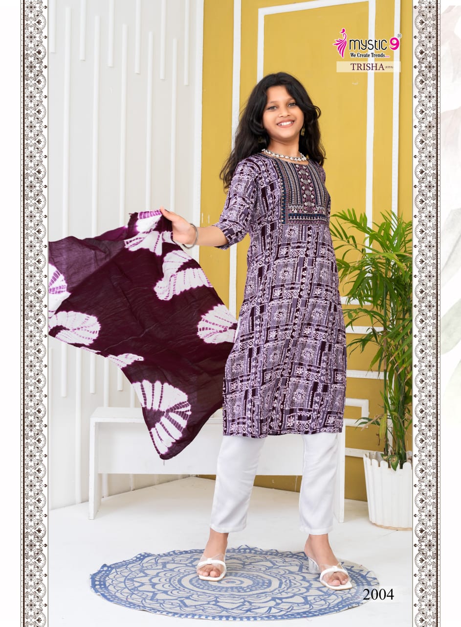 Trisha Vol 2 Mystic 9 Rayon Girls Readymade Pant Suits Supplier Ahmedabad