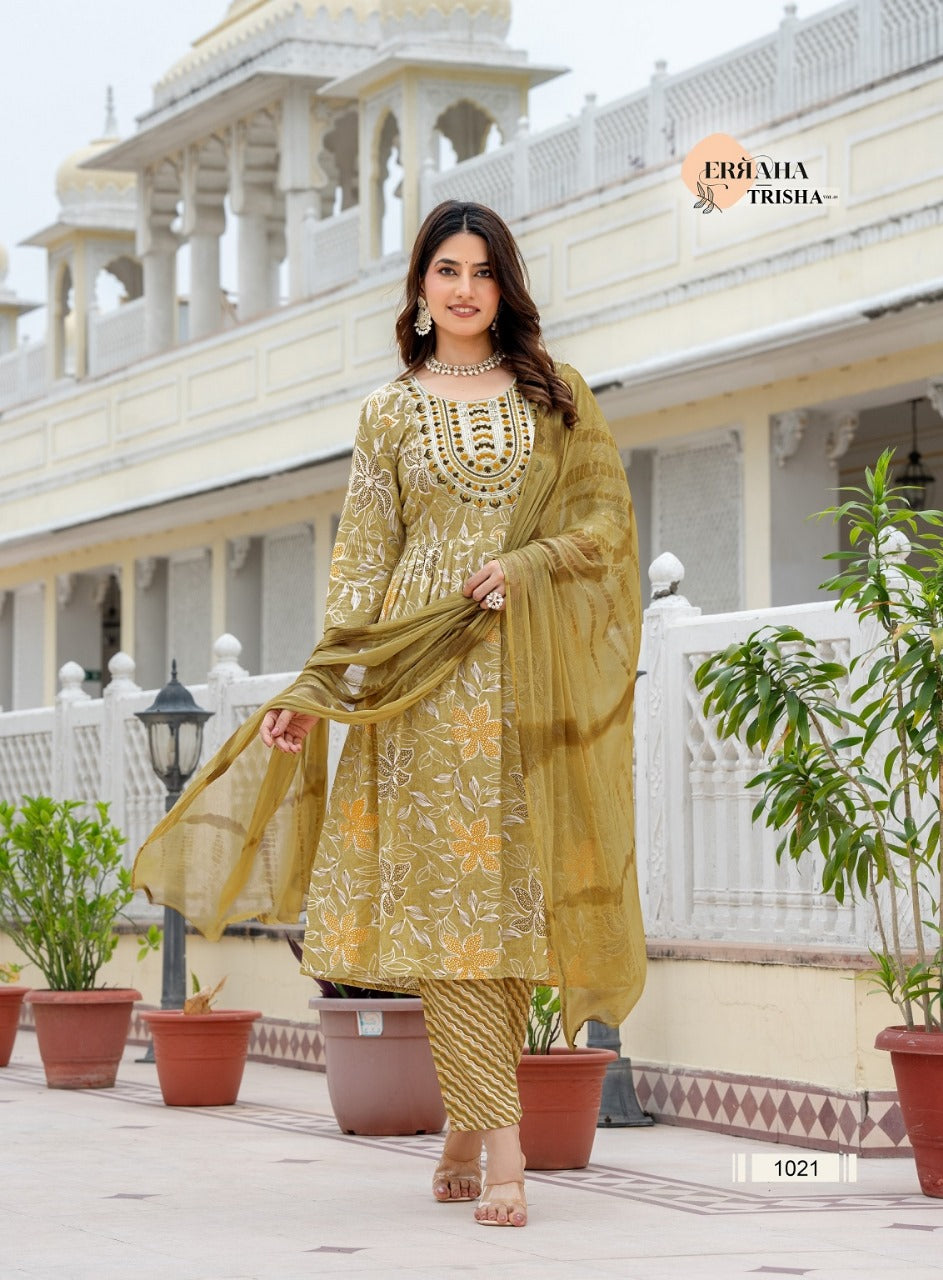 Trisha Vol 3 Erraha Heavy Rayon Readymade Pant Style Suits Manufacturer Gujarat