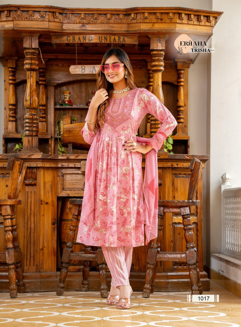 Trisha Vol 3 Erraha Heavy Rayon Readymade Pant Style Suits Manufacturer Gujarat