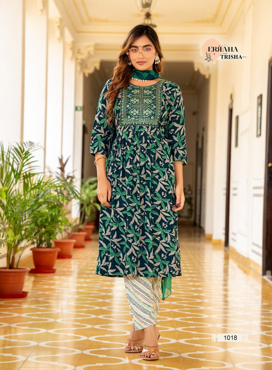 Trisha Vol 3 Erraha Heavy Rayon Readymade Pant Style Suits Manufacturer Gujarat