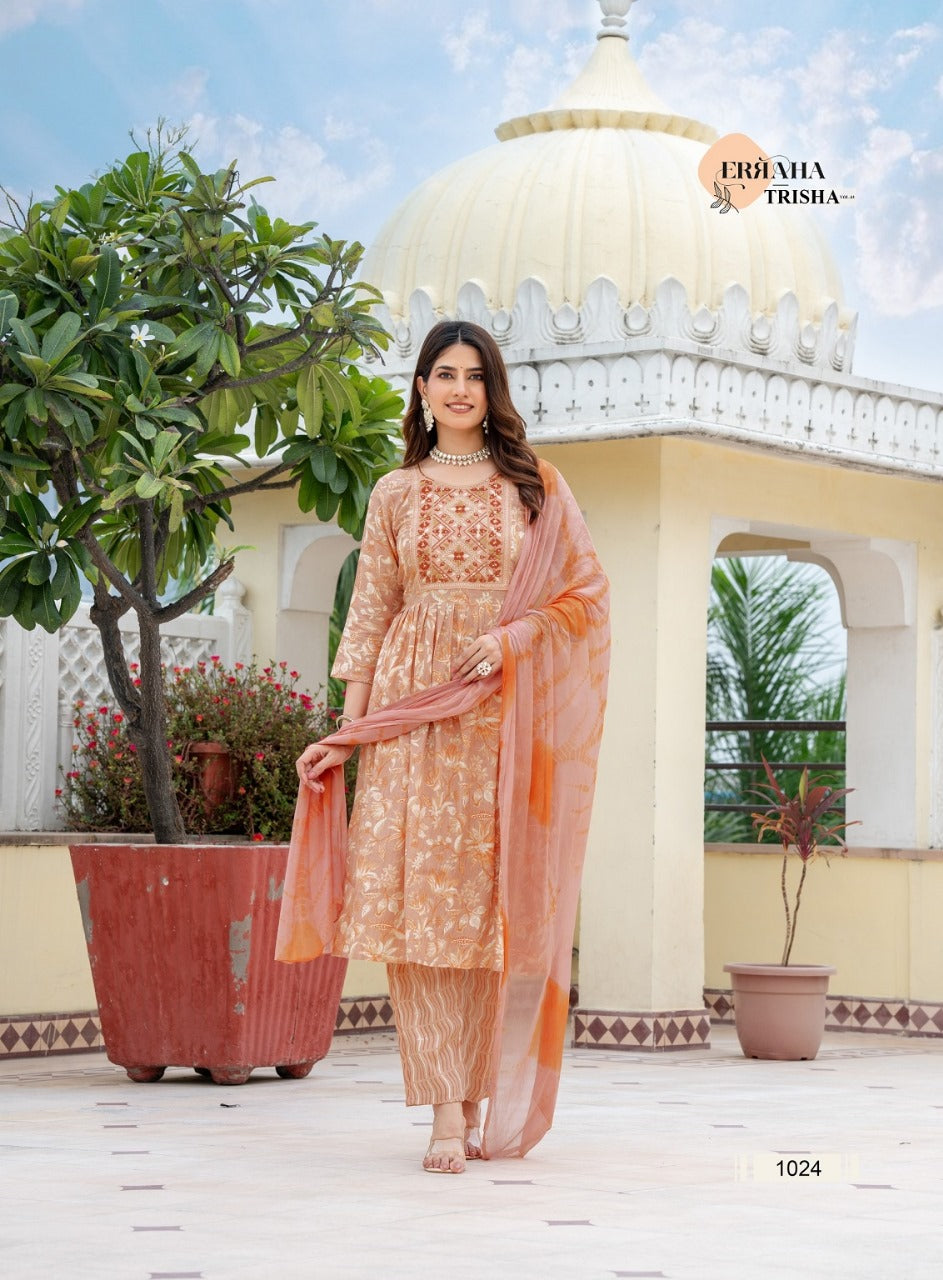Trisha Vol 3 Erraha Heavy Rayon Readymade Pant Style Suits Manufacturer Gujarat