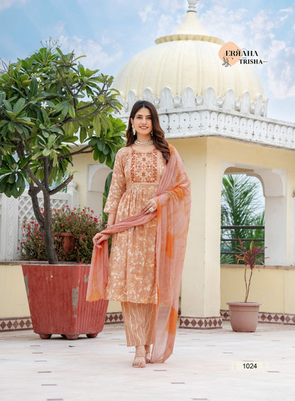 Trisha Vol 3 Erraha Heavy Rayon Readymade Pant Style Suits Manufacturer Gujarat