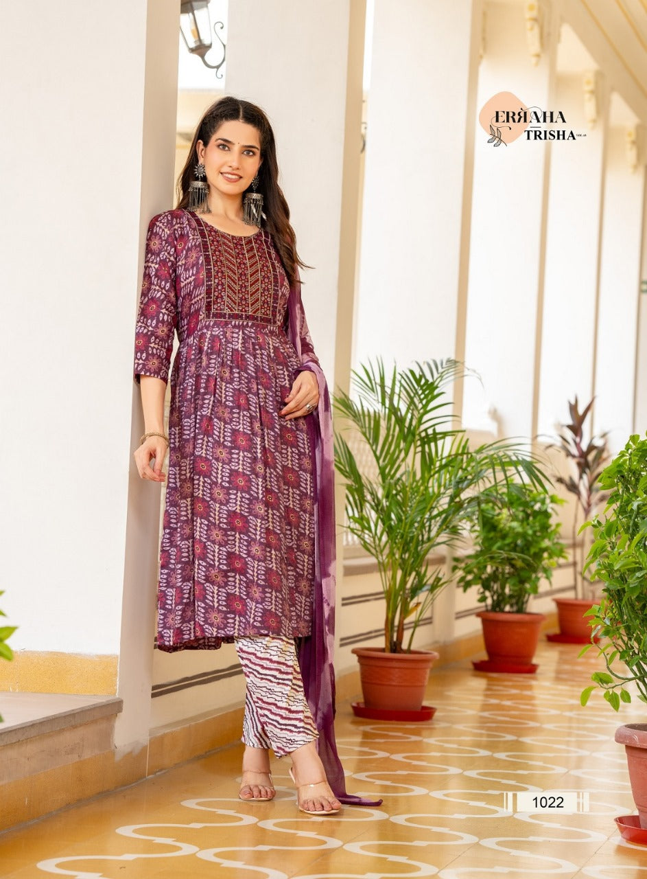 Trisha Vol 3 Erraha Heavy Rayon Readymade Pant Style Suits Manufacturer Gujarat