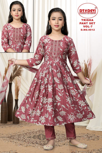 Trisha Vol 7 Dn 9012 Dt Devi Vetican Girls Readymade Pant Suits Wholesaler