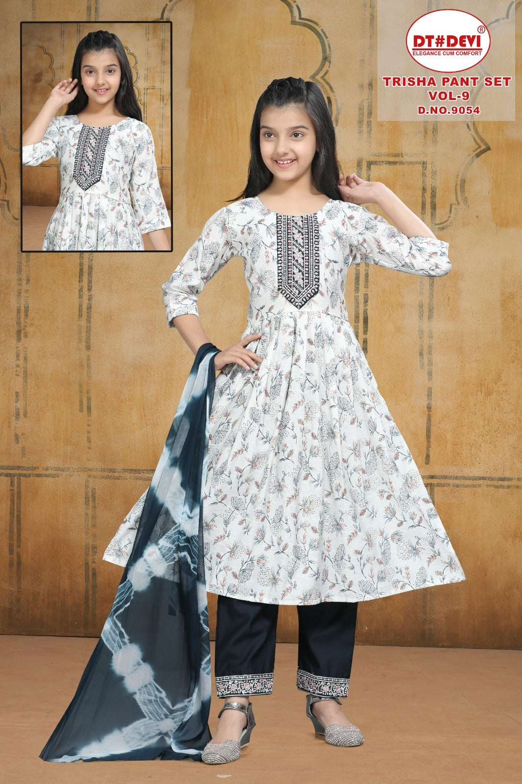 Trisha Vol 9 Dn 9054 Dt Devi Vetican Girls Readymade Pant Suits Manufacturer