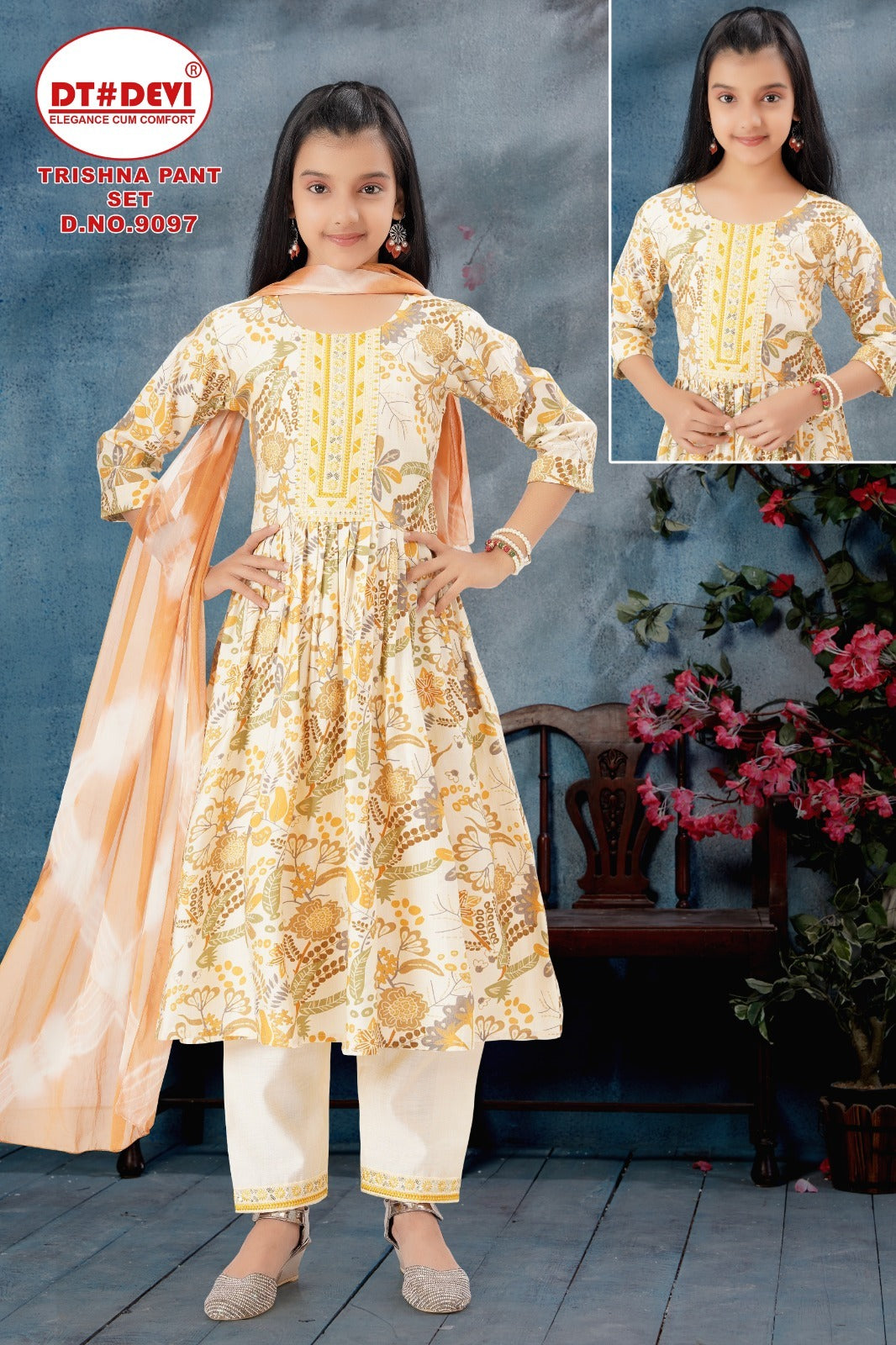 Trishna Dn 9097 Dt Devi Vetican Girls Readymade Pant Suits Wholesale