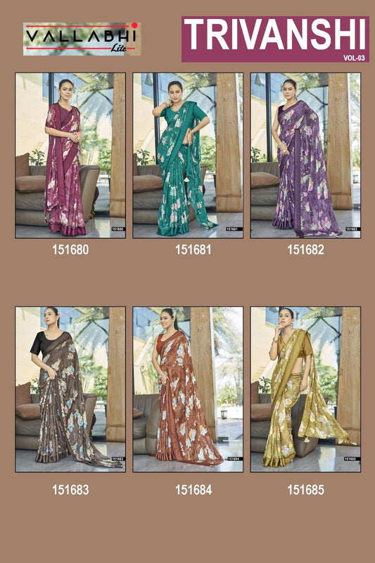 Trivanshi Vol 3 Vallabhi Lite Georgette Sarees Manufacturer Gujarat