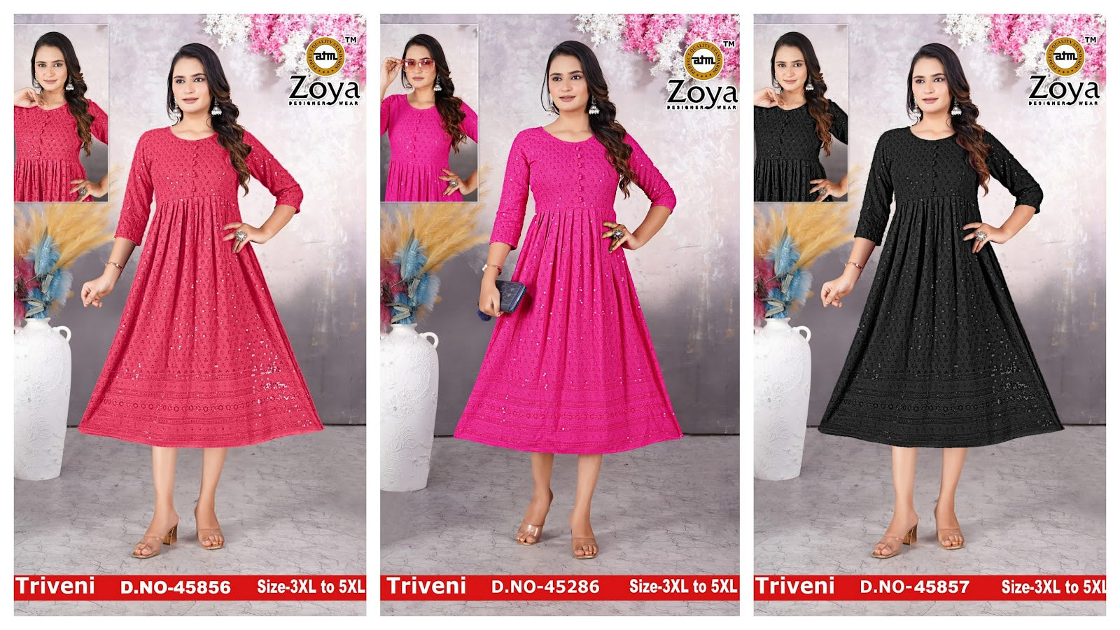 Triveni Plus Size Zoya Anarkali Kurtis Wholesaler