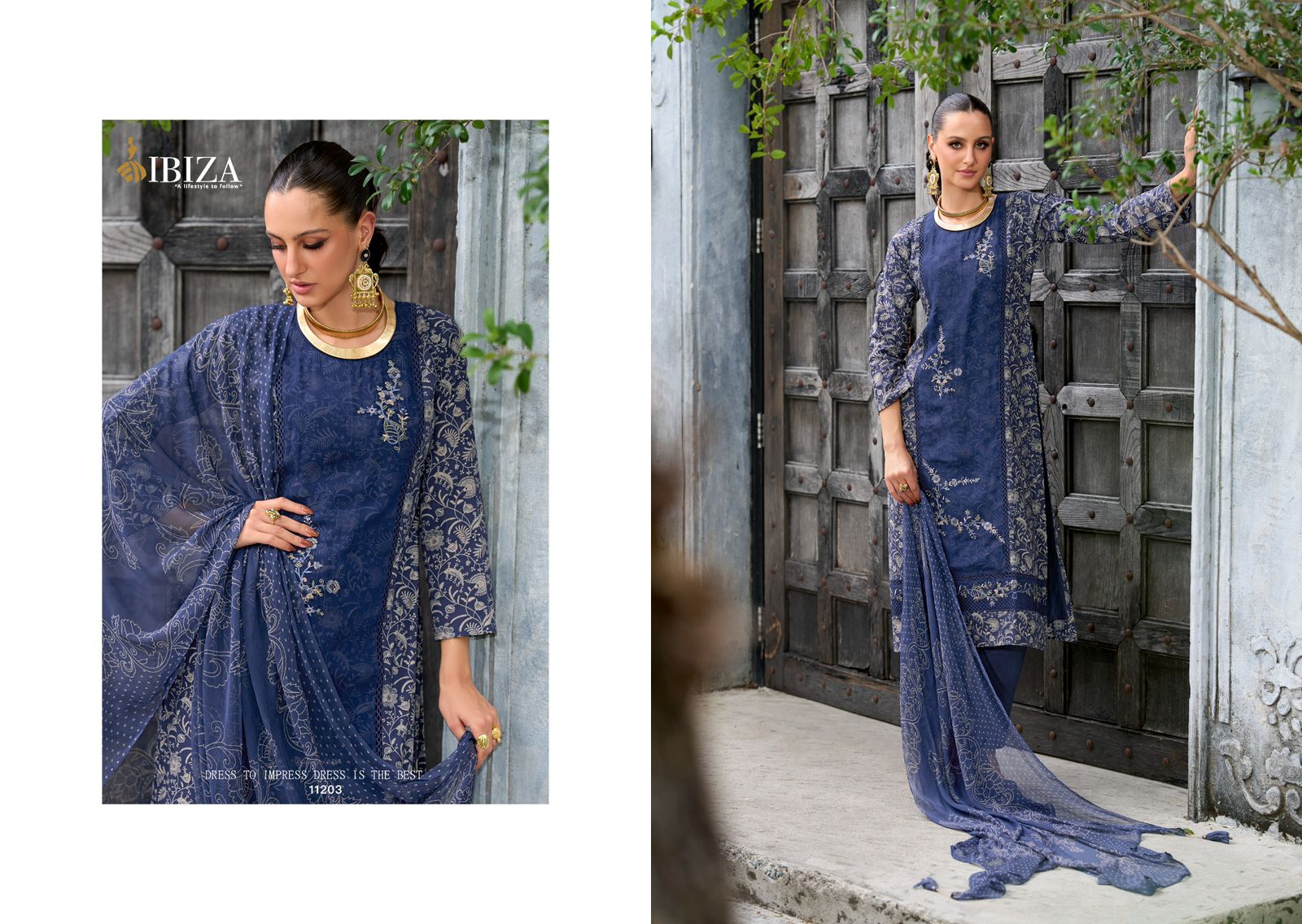 Trividha Ibiza Cambric Cotton Pant Style Suits Wholesaler India