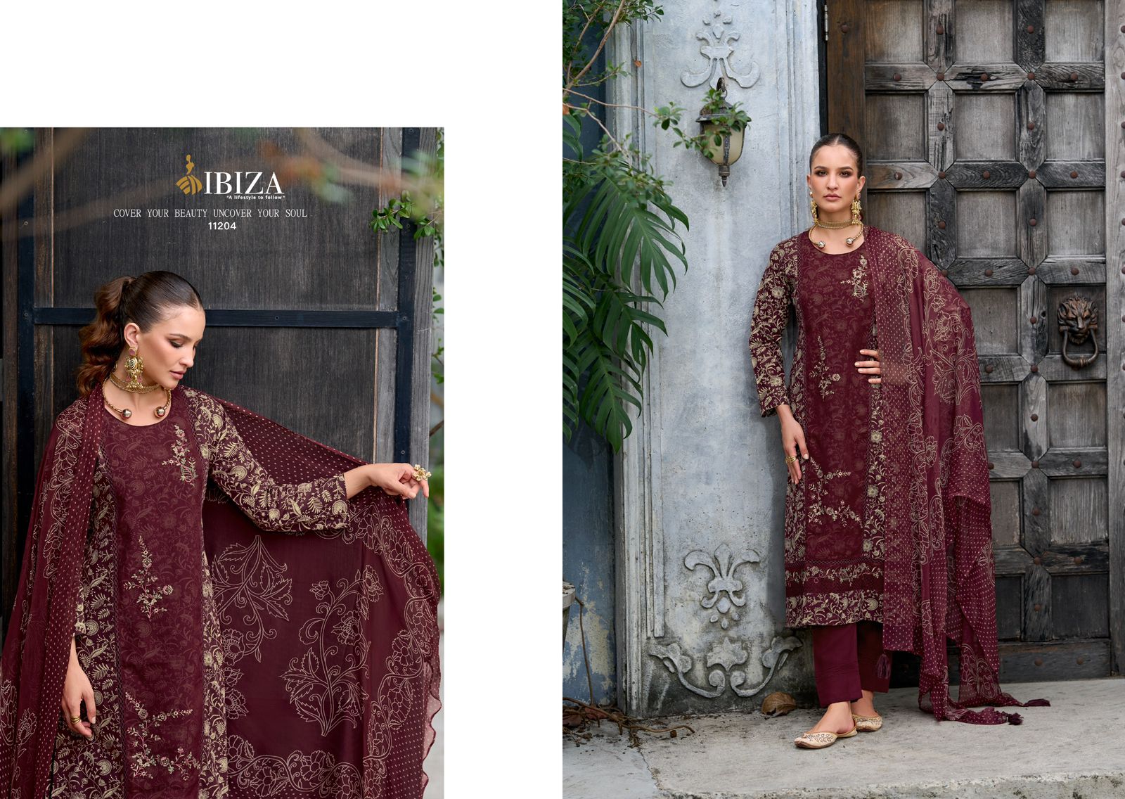 Trividha Ibiza Cambric Cotton Pant Style Suits Wholesaler India