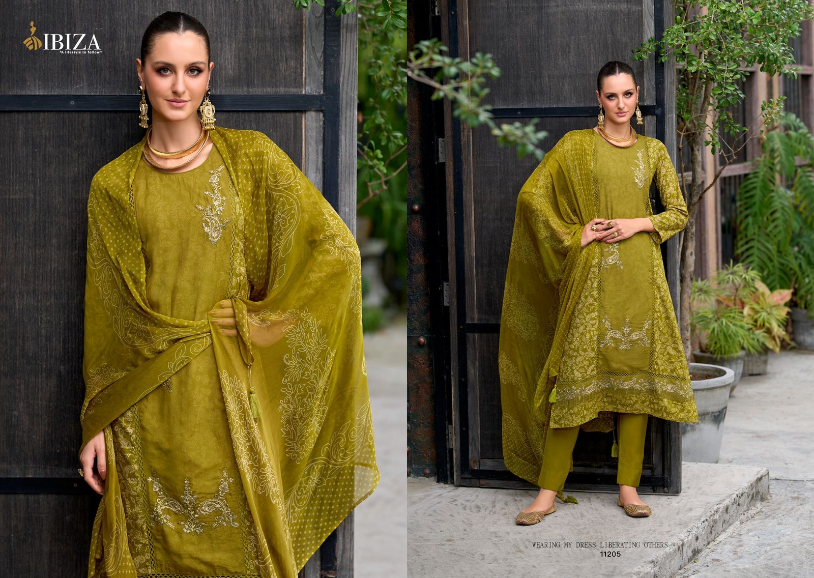 Trividha Ibiza Cambric Cotton Pant Style Suits Wholesaler India