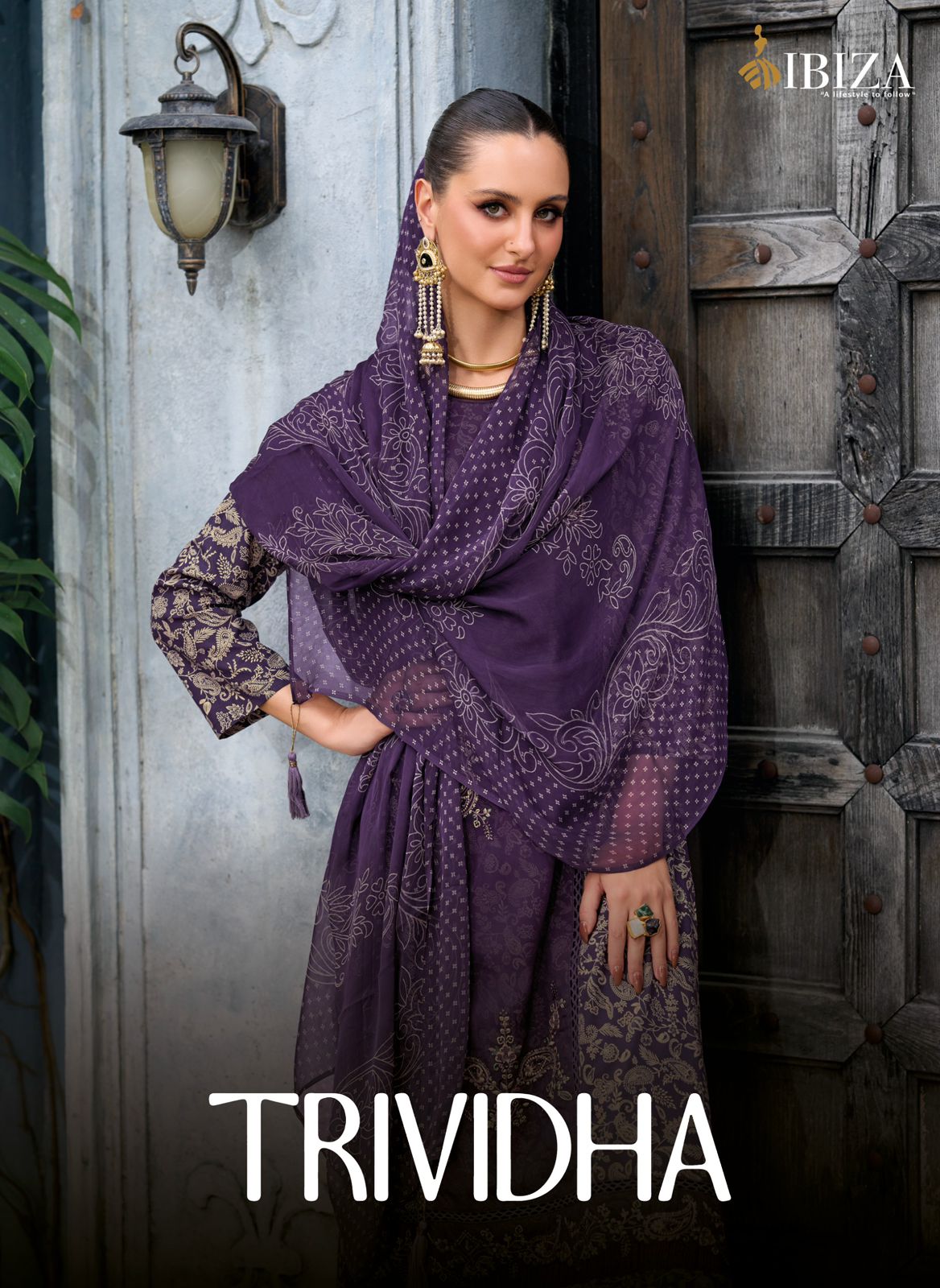 Trividha Ibiza Cambric Cotton Pant Style Suits Wholesaler India