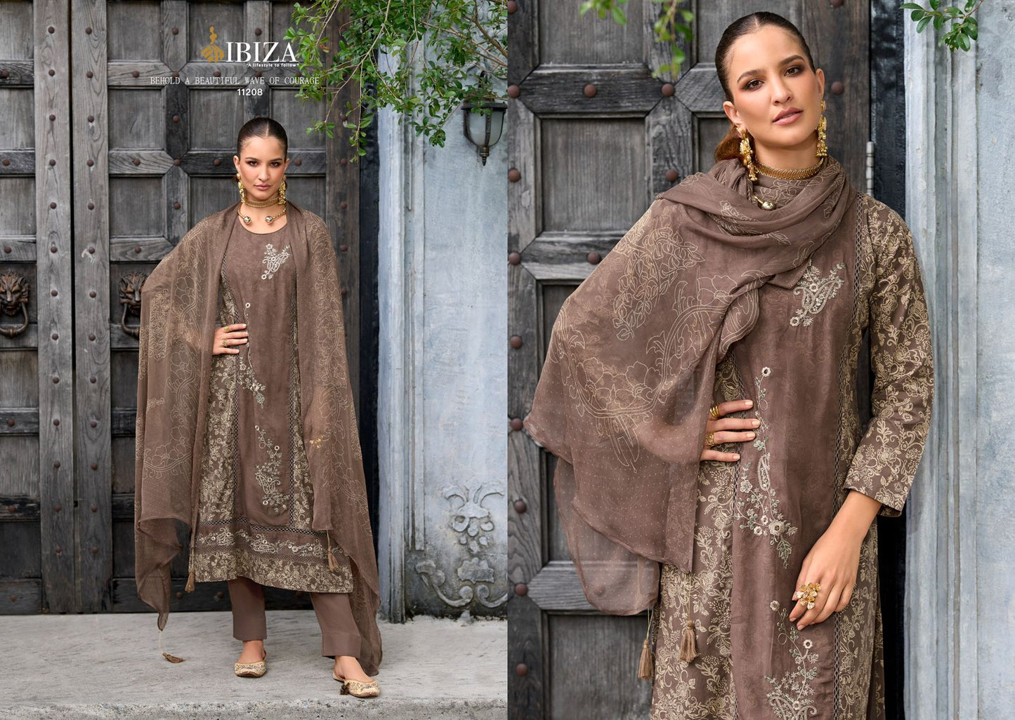 Trividha Ibiza Cambric Cotton Pant Style Suits Wholesaler India