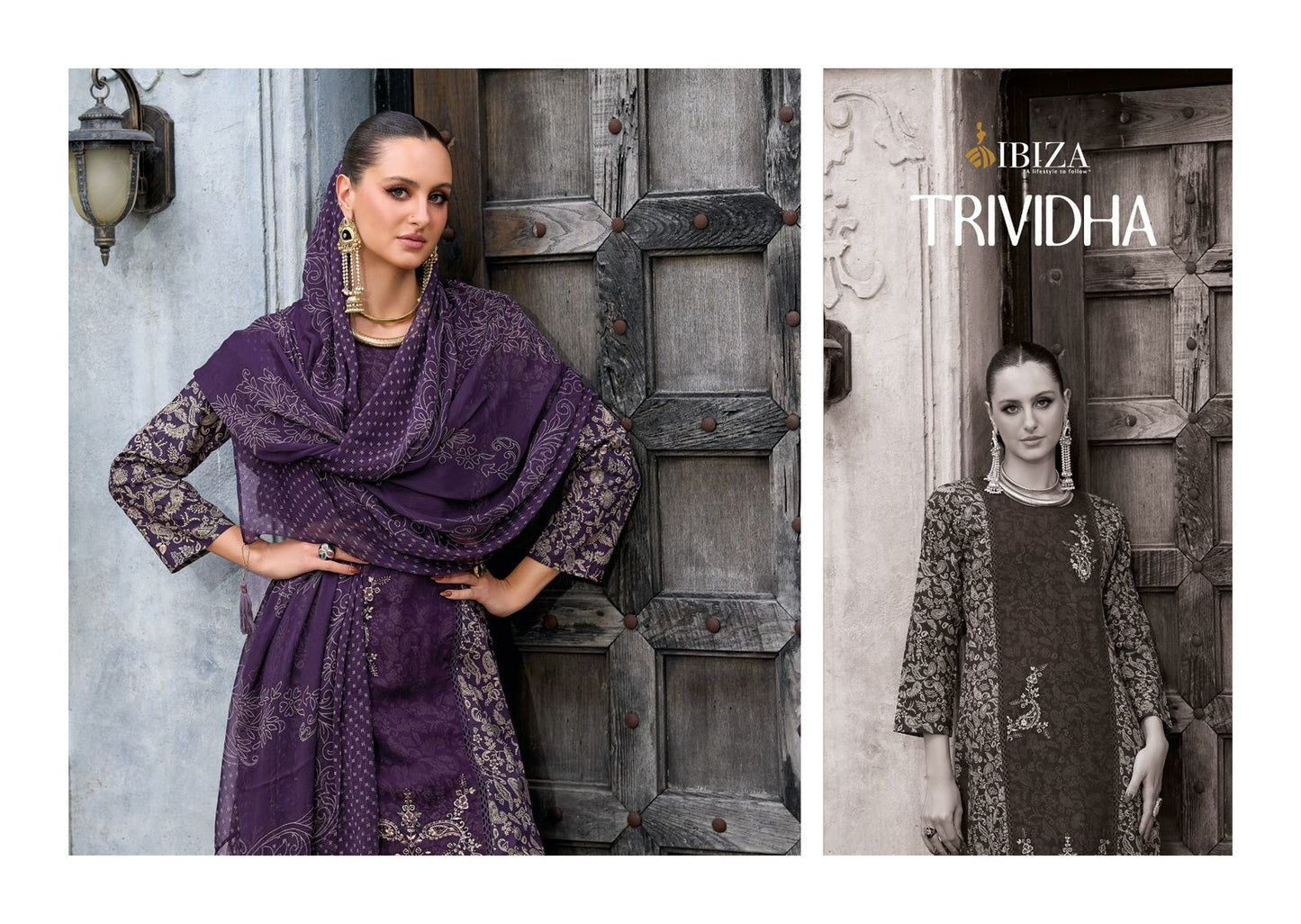 Trividha Ibiza Cambric Cotton Pant Style Suits Wholesaler India