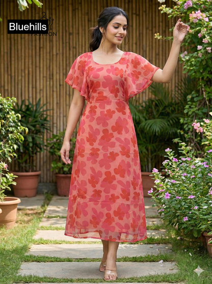 Tropical Bluehills Georgette One Piece Gown Wholesale