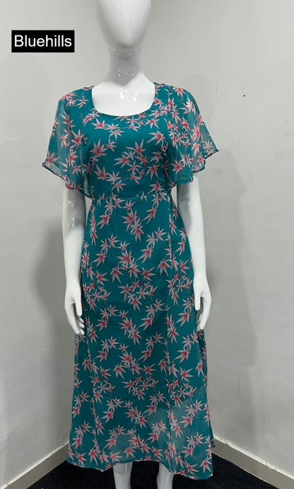 Tropical Bluehills Georgette One Piece Gown Wholesale