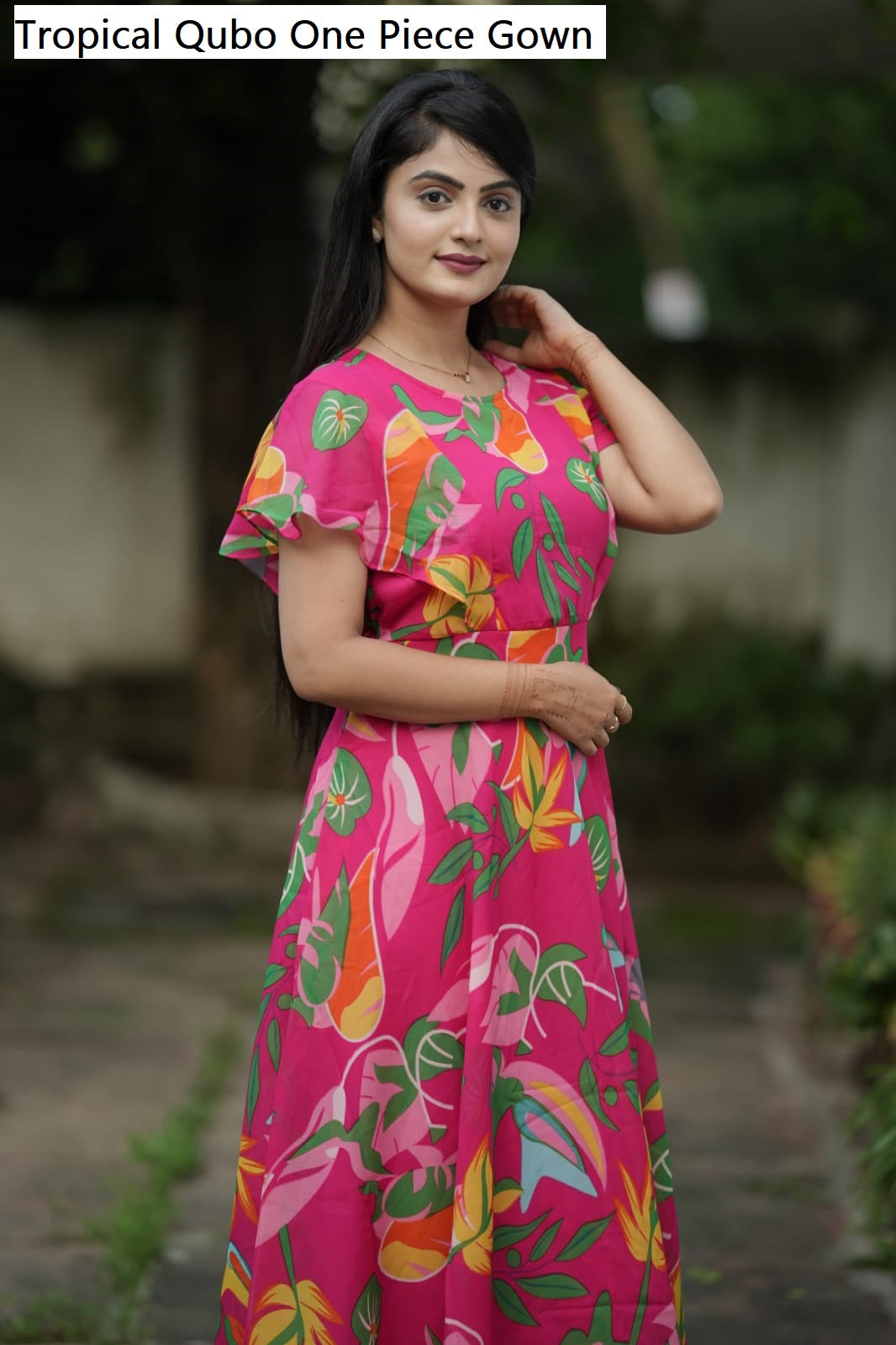 Tropical Qubo Georgette One Piece Gown Wholesale Rate