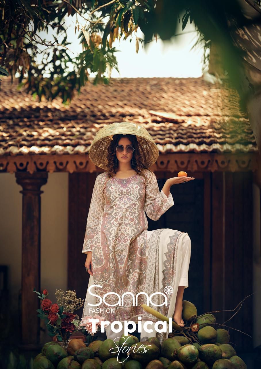 Tropical Stories Sanna Fashion Cotton Pant Style Suits Wholesaler Gujarat