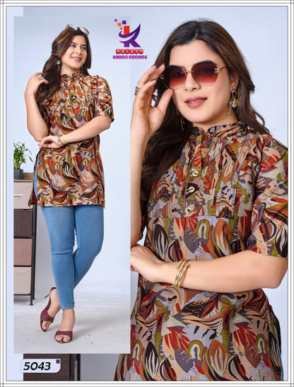 True Girl 2 Mlm Kalash Lifestyle Muslin Short Kurtis Manufacturer Gujarat