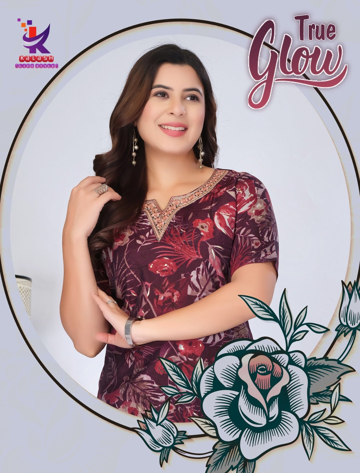 True Glow Mlm Kalash Lifestyle Heavy Foil Short Kurtis Exporter Ahmedabad